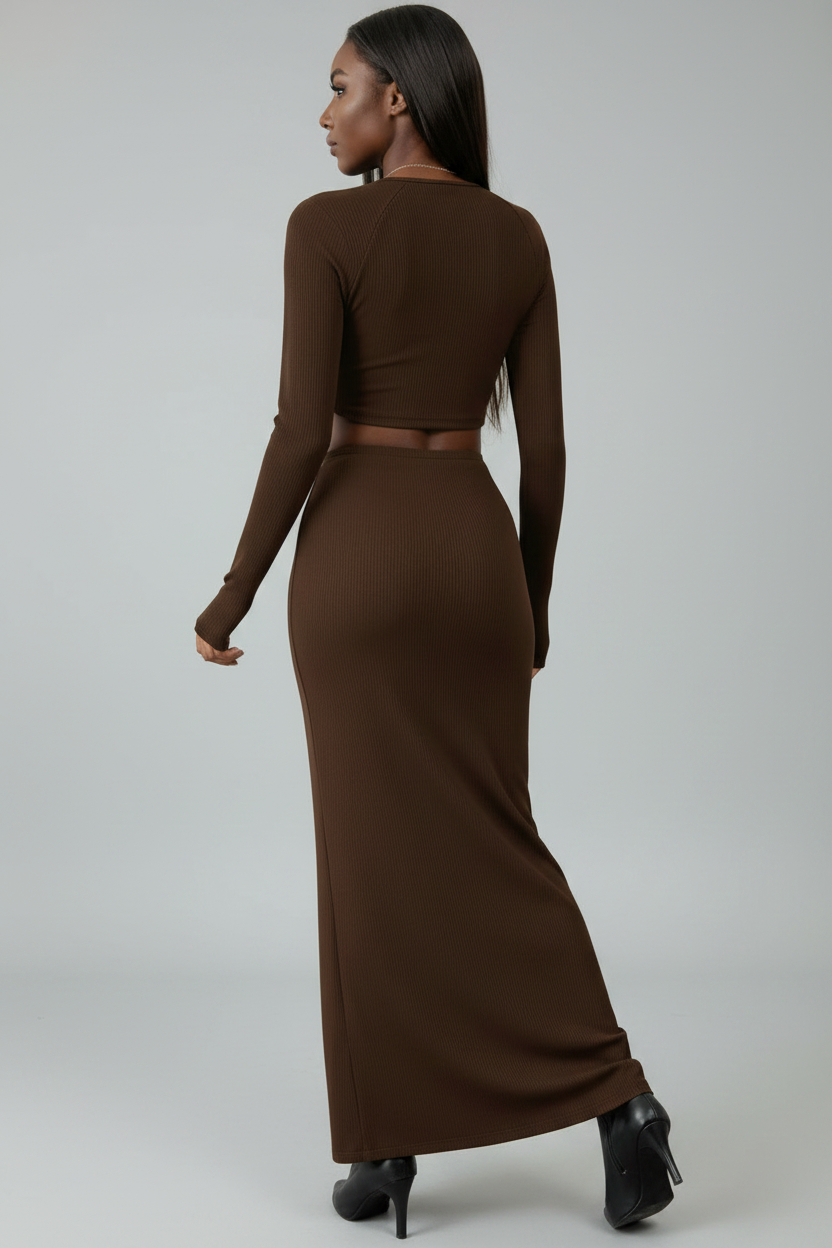 Women's Elegant Cropped Top & Long Skirt Set
