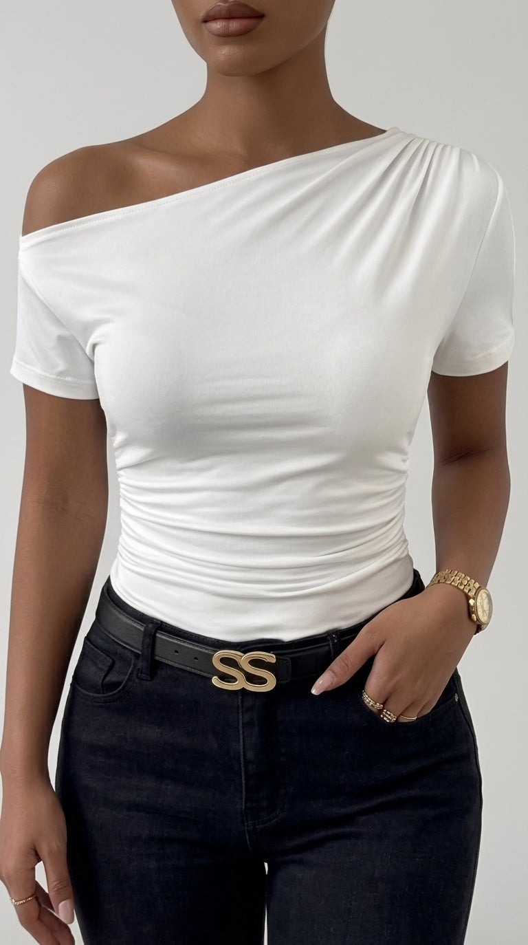Women's Ruched One-Shoulder T-Shirt
