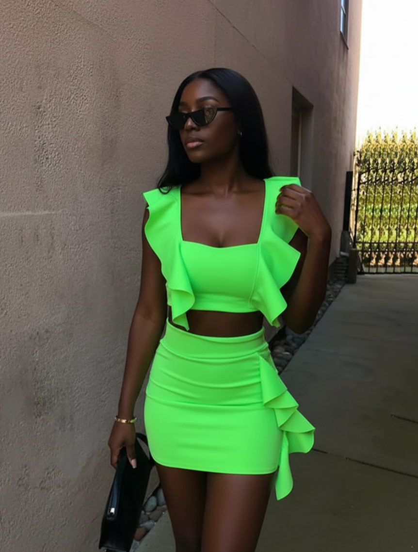 Ruffle Dress Summer Casual Outfit Two Piece