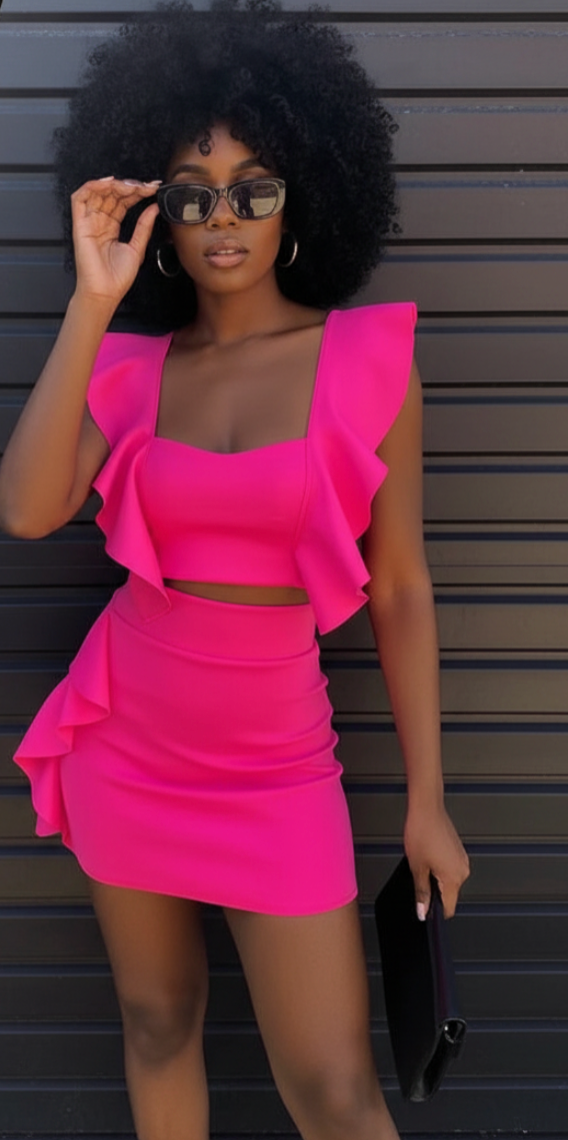 Ruffle Dress Summer Casual Outfit Two Piece