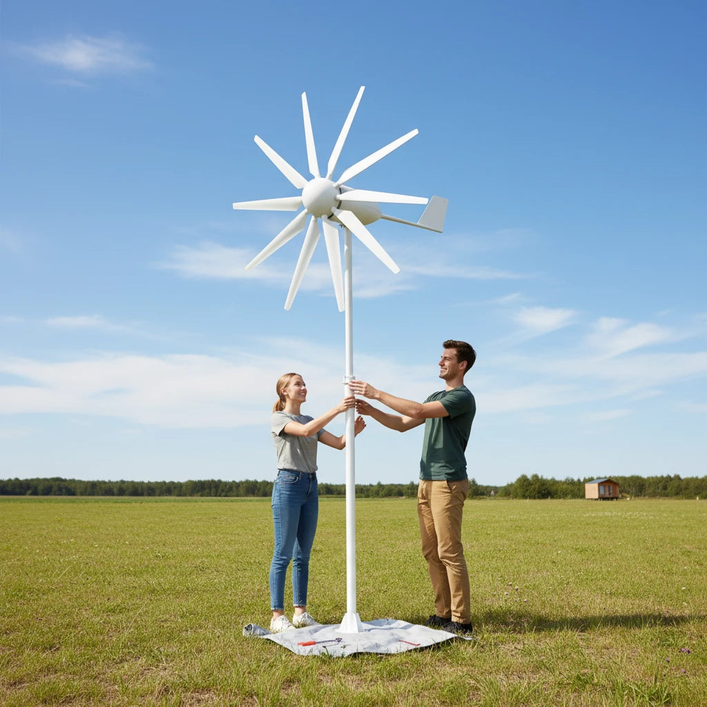 2kW Horizontal Wind Turbine Generator (12V/24V/48V) with 220V inverter output